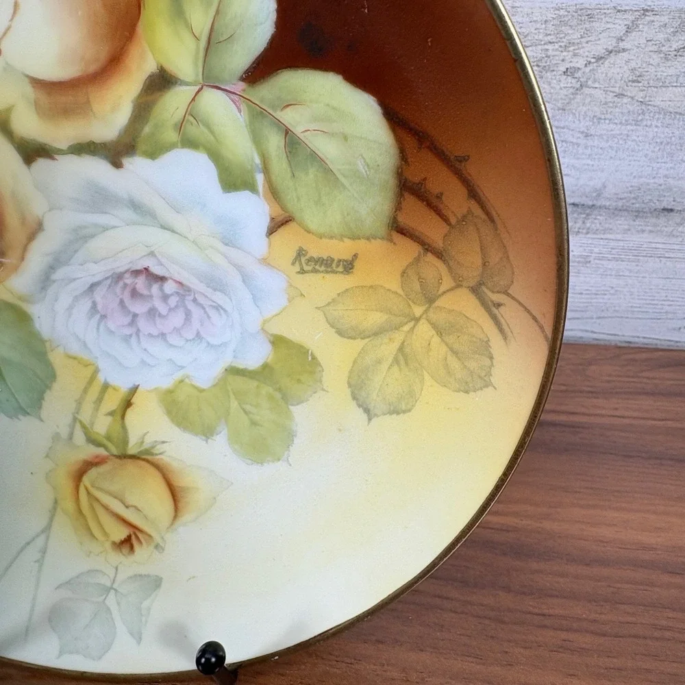 Antique Bavarian Germany 1915 Tirschenreuth‎ Porcelain Dinner Plate Signed 8.5